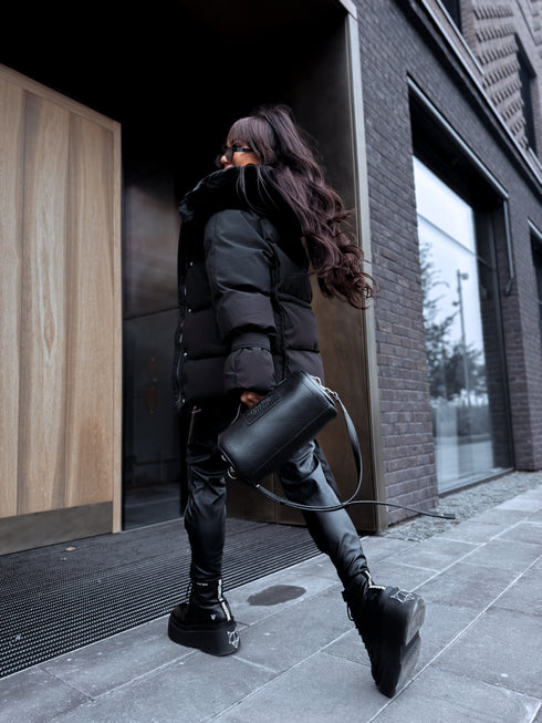 Puffy, short jacket "FUSION AD611" - BLACK